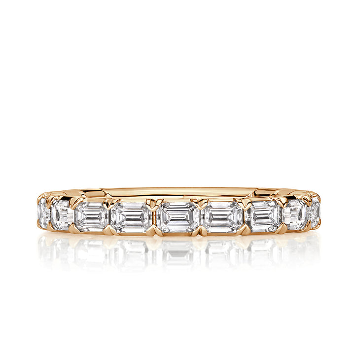 1.50ct Emerald Cut Lab Diamond Wedding Band in 18k Champagne Yellow Gold