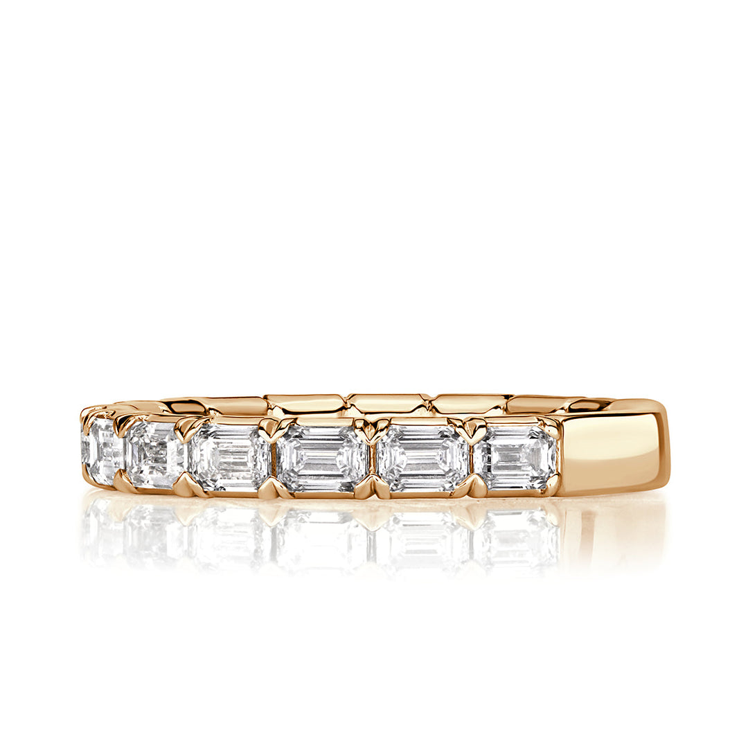 1.50ct Emerald Cut Lab Diamond Wedding Band in 18k Champagne Yellow Gold