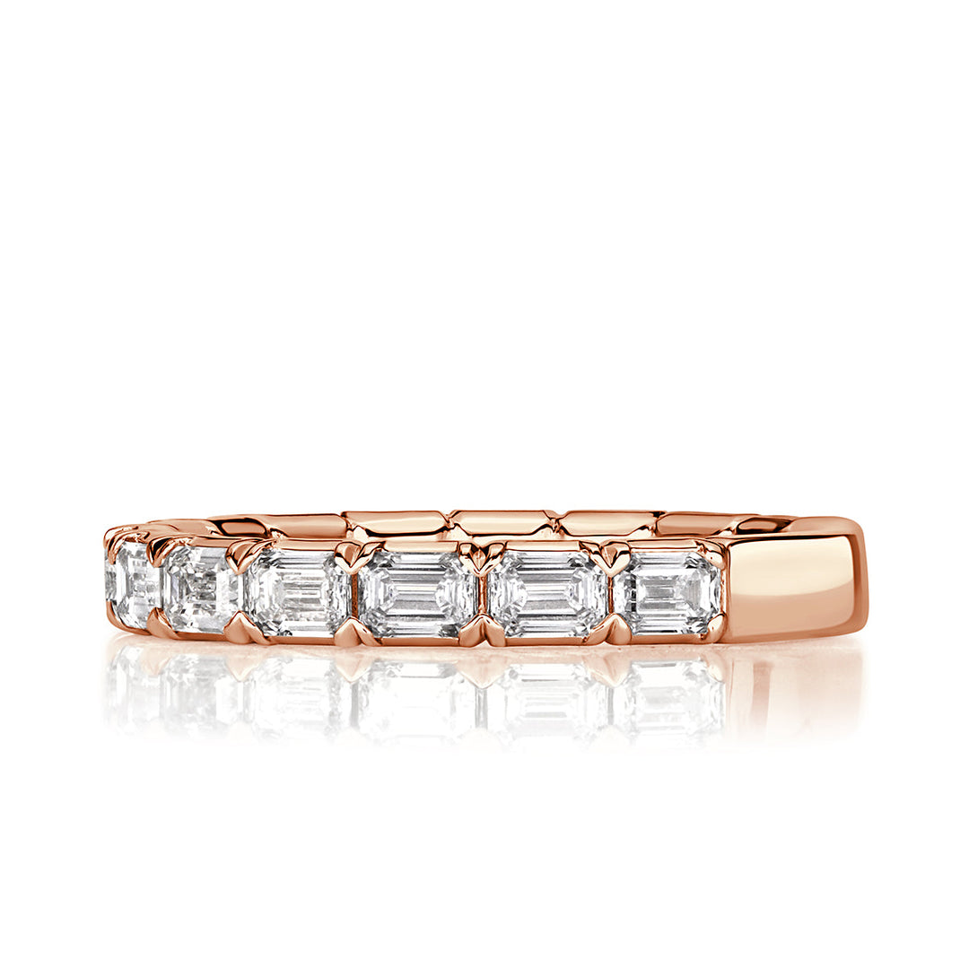 1.50ct Emerald Cut Lab Diamond Wedding Band in 18k Rose Gold