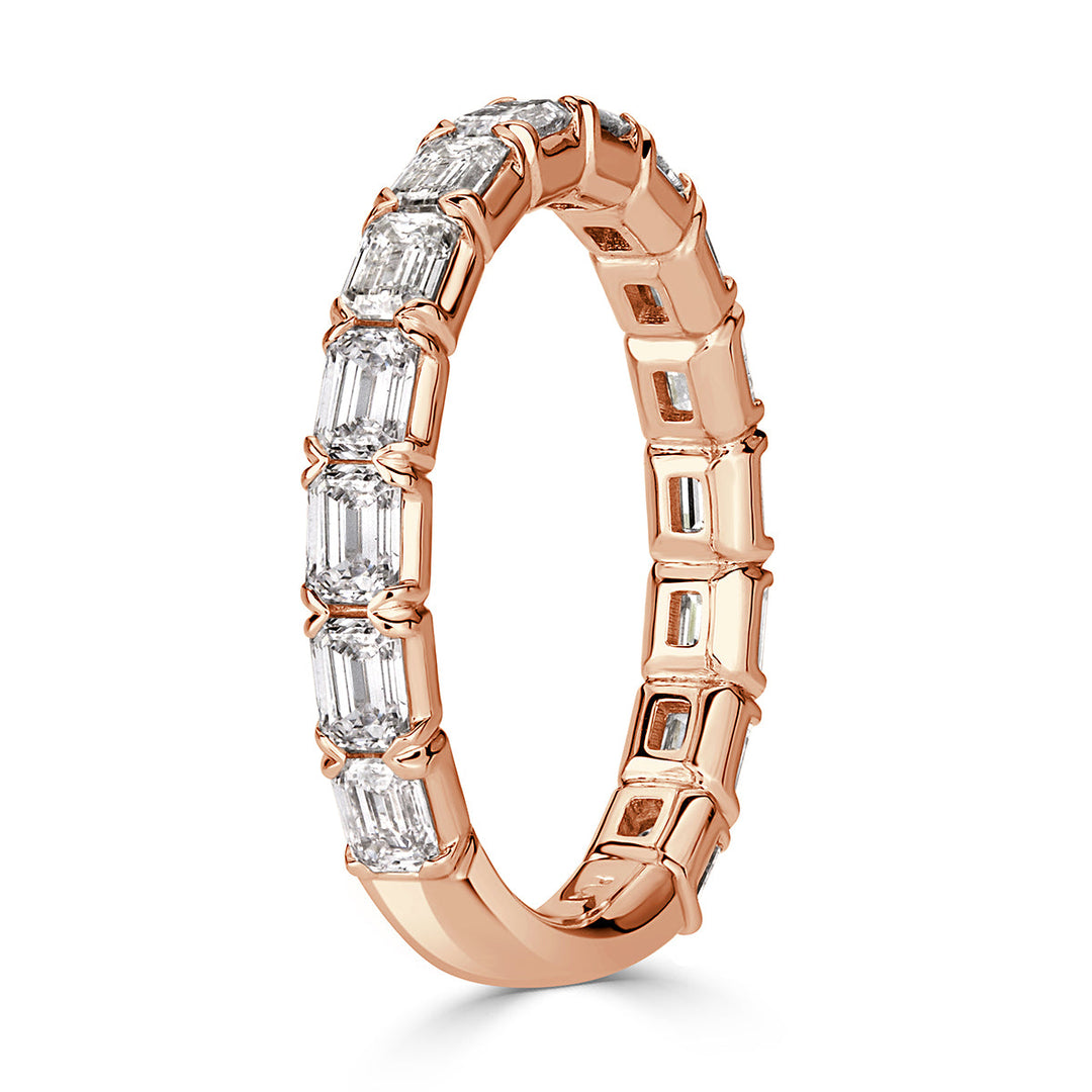 1.50ct Emerald Cut Lab Diamond Wedding Band in 18k Rose Gold