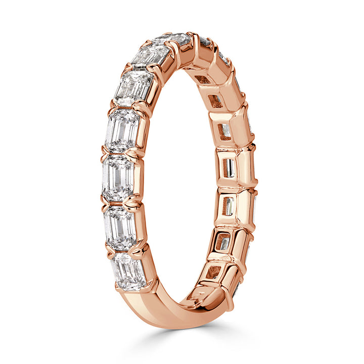 1.50ct Emerald Cut Lab Diamond Wedding Band in 18k Rose Gold