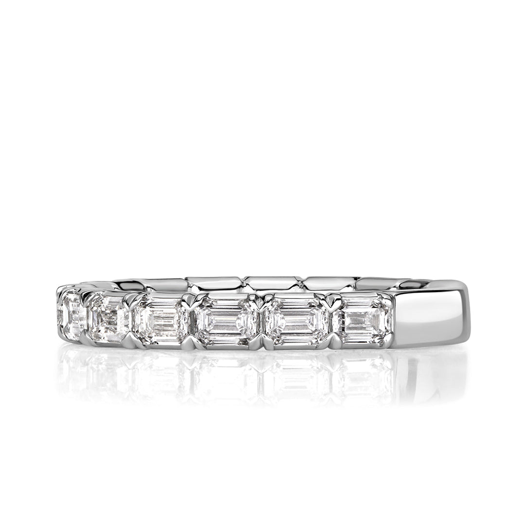 1.50ct Emerald Cut Lab Diamond Wedding Band in 18k White Gold