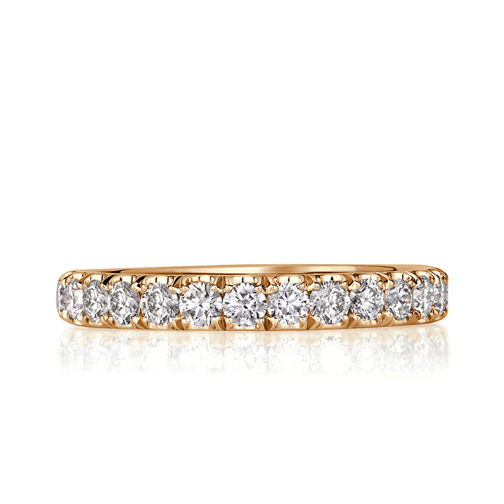 1.28ct Round Brilliant Cut Lab Diamond Eternity Band in 18k Champagne Yellow Gold