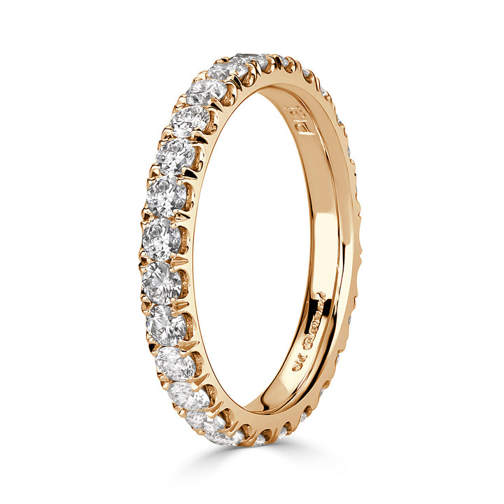 1.28ct Round Brilliant Cut Lab Diamond Eternity Band in 18k Champagne Yellow Gold