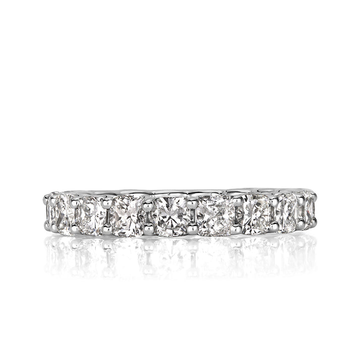 3.40ct Cushion Cut Lab Diamond Eternity Band in 18k White Gold