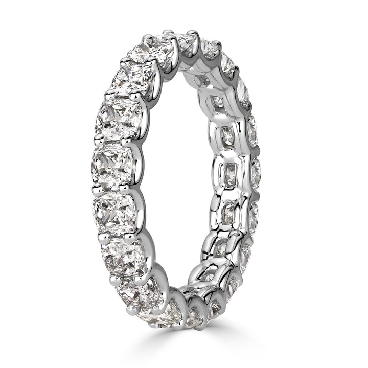 3.40ct Cushion Cut Lab Diamond Eternity Band in 18k White Gold