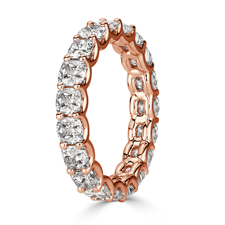 3.40ct Cushion Cut Lab Diamond Eternity Band in 18k Rose Gold