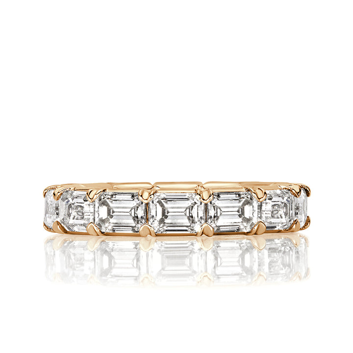 2.54ct Emerald Cut Lab Diamond Eternity Band in 18k Champagne Yellow Gold