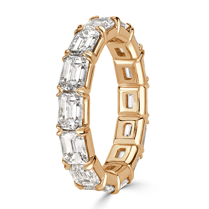 2.54ct Emerald Cut Lab Diamond Eternity Band in 18k Champagne Yellow Gold