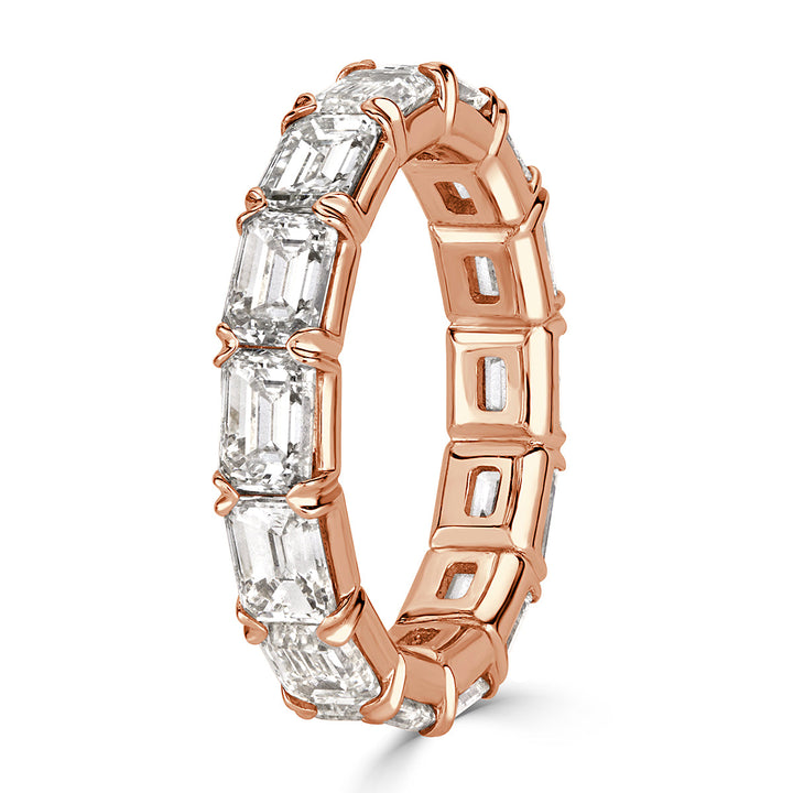 2.54ct Emerald Cut Lab Diamond Eternity Band in 18k Rose Gold