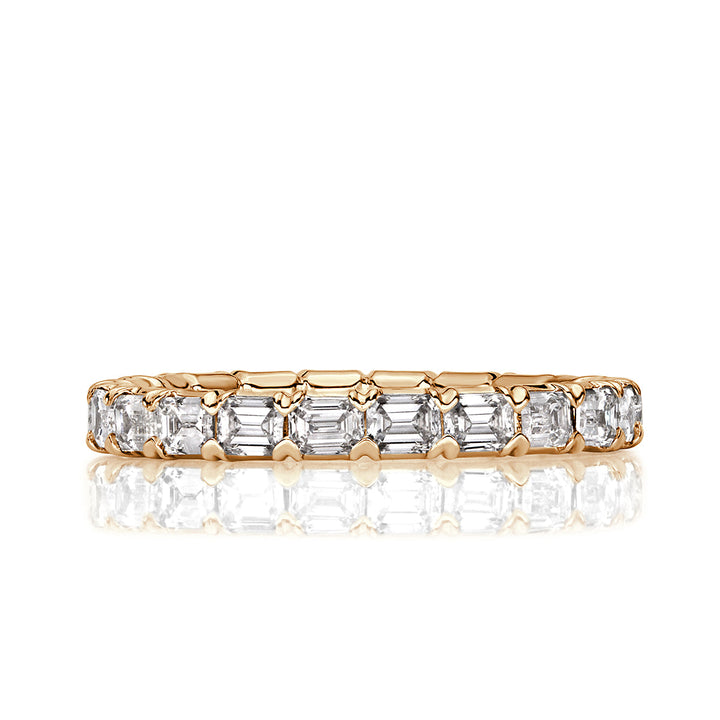 1.13ct Emerald Cut Lab Diamond Eternity Band in 18k Champagne Yellow Gold