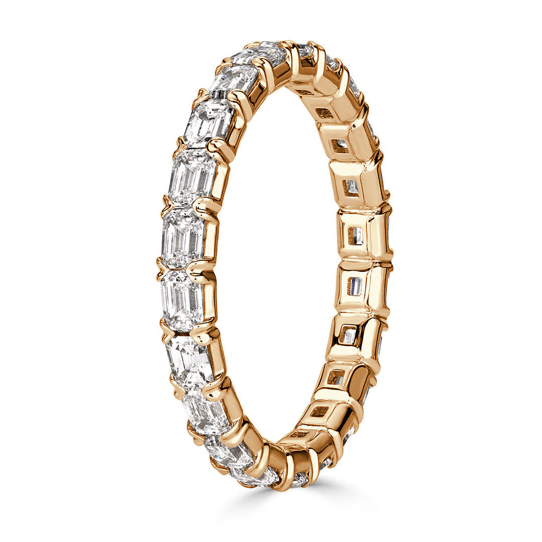 1.13ct Emerald Cut Lab Diamond Eternity Band in 18k Champagne Yellow Gold