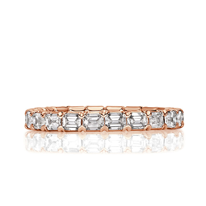 1.13ct Emerald Cut Lab Diamond Eternity Band in 18k Rose Gold