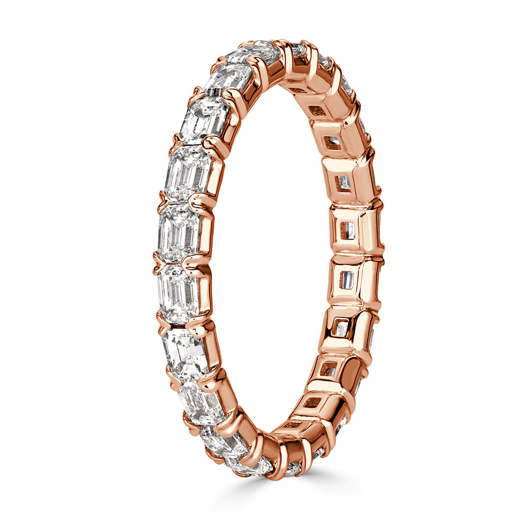 1.13ct Emerald Cut Lab Diamond Eternity Band in 18k Rose Gold