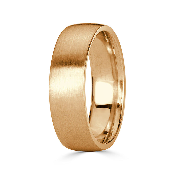 Men's Satin Finish Wedding Band in 18k Yellow Gold 6.0mm