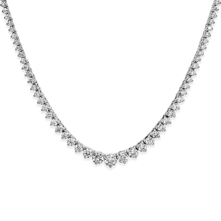 8.57ct Round Brilliant Cut Lab Diamond Graduated Tennis Necklace in 14k White Gold