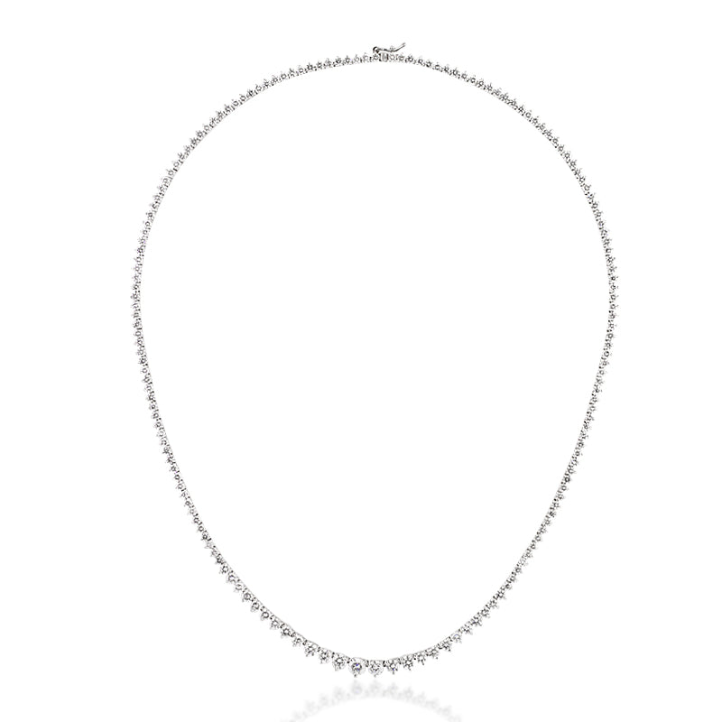 8.57ct Round Brilliant Cut Lab Diamond Graduated Tennis Necklace in 14k White Gold