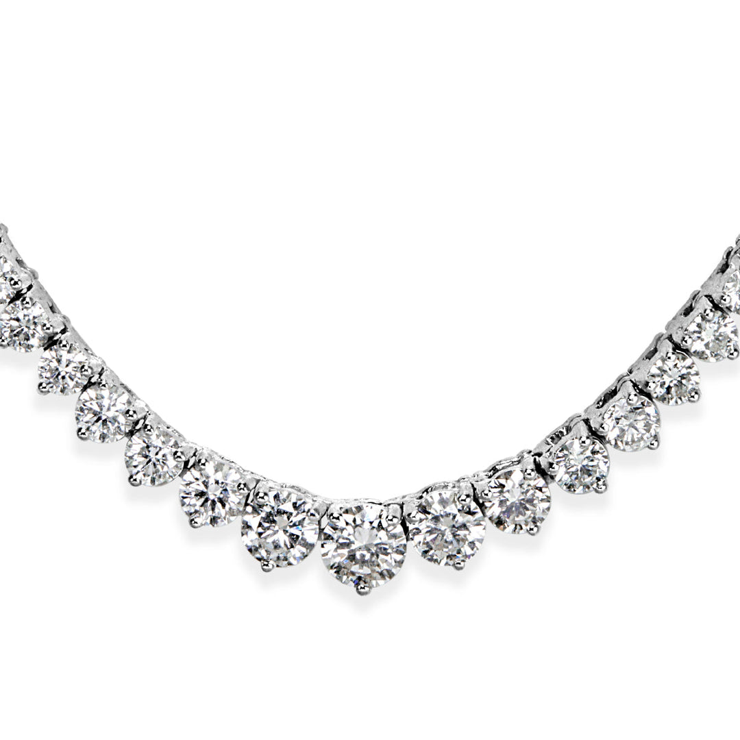 8.57ct Round Brilliant Cut Lab Diamond Graduated Tennis Necklace in 14k White Gold