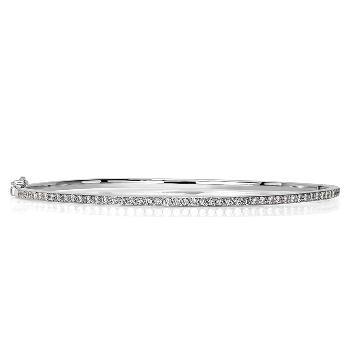 1.00ct Round Brilliant Cut Lab Diamond Bangle Bracelet in 14K White Gold