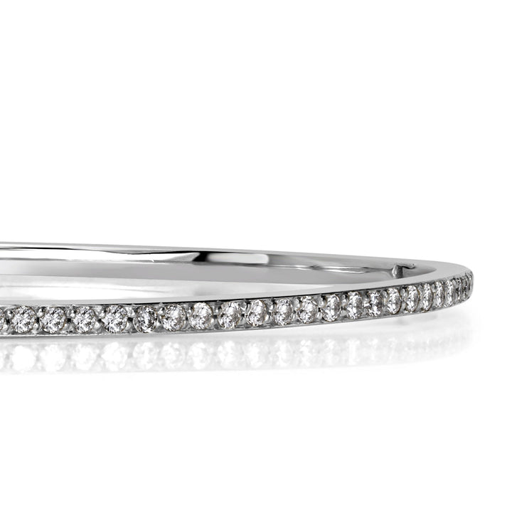 1.00ct Round Brilliant Cut Lab Diamond Bangle Bracelet in 14K White Gold