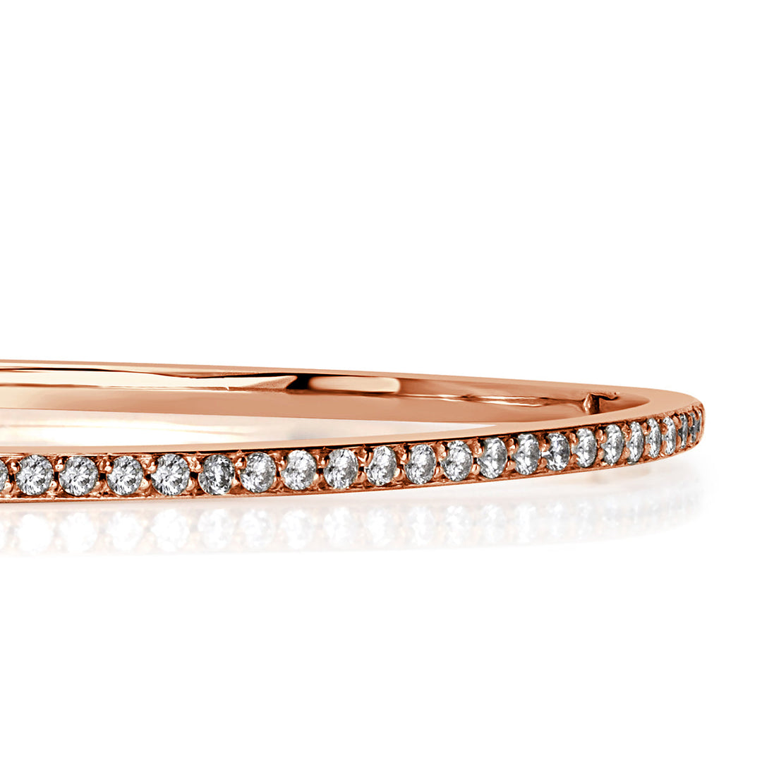 1.00ct Round Brilliant Cut Lab Diamond Bangle in 14K Rose Gold