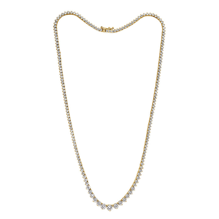 9.03ct Round Brilliant Cut Lab Diamond Tennis Necklace in 14K Yellow Gold