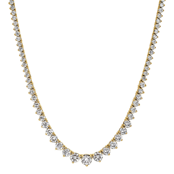 9.03ct Round Brilliant Cut Lab Diamond Tennis Necklace in 14K Yellow Gold