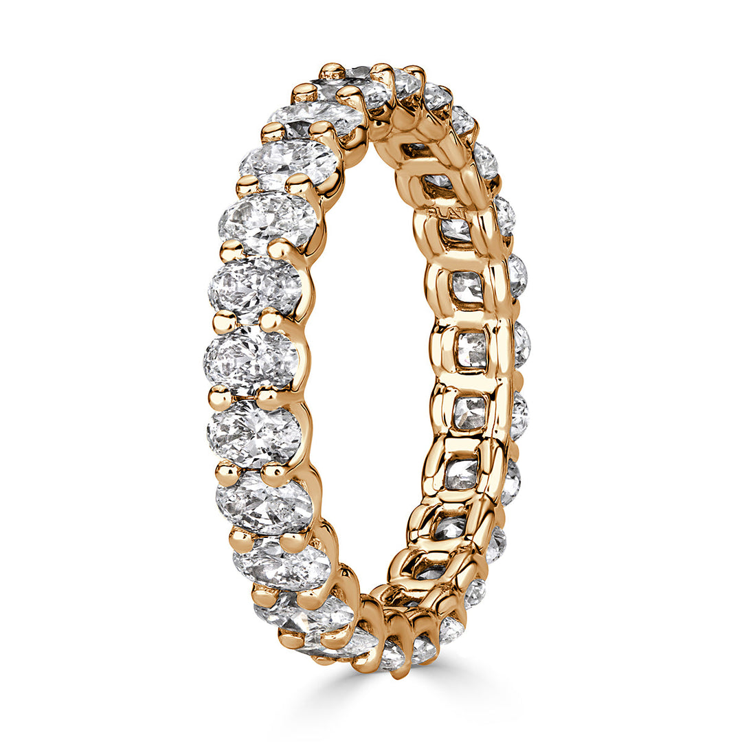 2.30ct Oval Cut Lab Diamond Eternity Band in 18K Champagne Yellow Gold