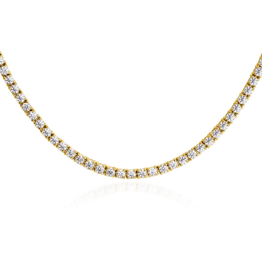 5.90ct Round Brilliant Cut Lab Diamond Tennis Necklace in 14k Yellow Gold