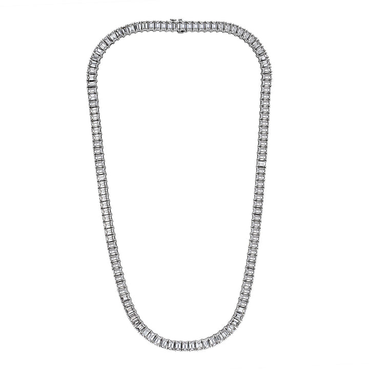 31.82ct Emerald Cut Lab Diamond Tennis Necklace in 18k White Gold