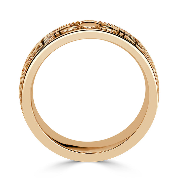 Mens Claddagh Ring in 18k Yellow Gold at 7.0mm