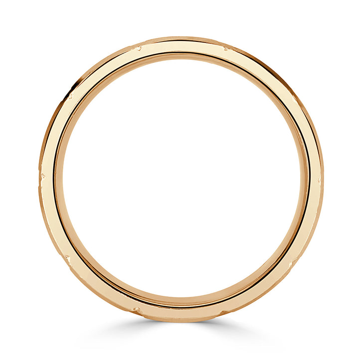 Mens Brick Design Wedding Band in 14k Yellow Gold at 8.5mm