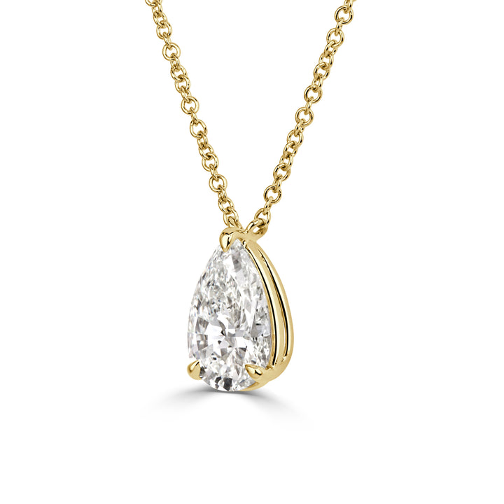 2.01ct Pear Shaped Lab Diamond Pendant in 18K Yellow Gold