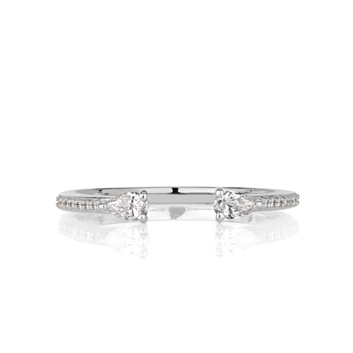 0.28ct Pear Shape and Round Brilliant Cut Lab Diamond Open Band in 18k White Gold