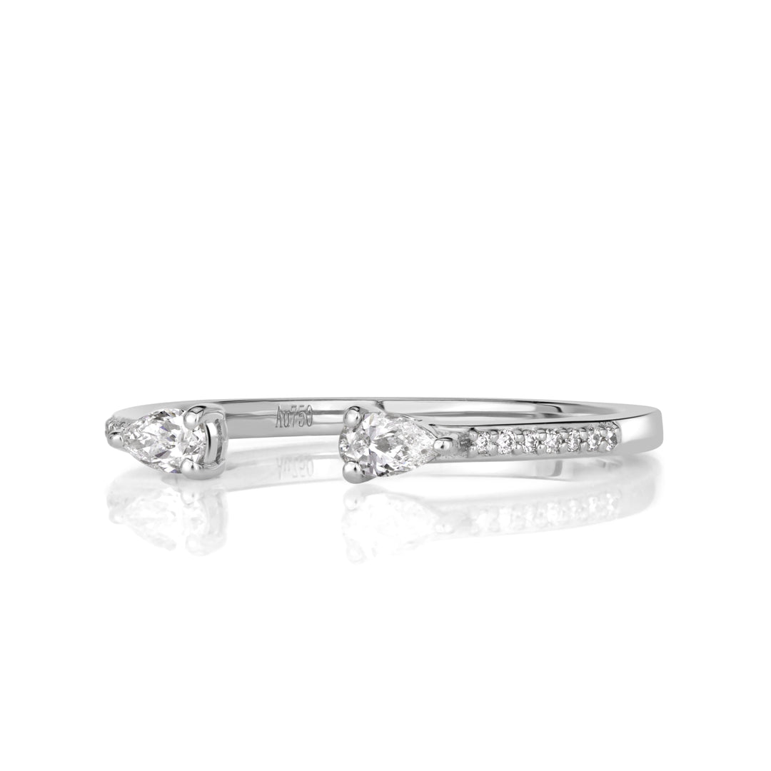 0.28ct Pear Shape and Round Brilliant Cut Lab Diamond Open Band in 18k White Gold