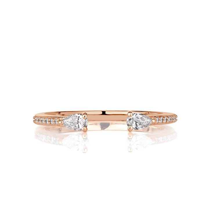 0.28ct Pear Shape and Round Brilliant Cut Lab Diamond Open Band in 18k Rose Gold