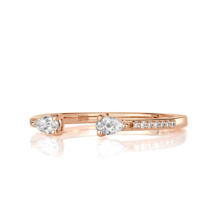 0.28ct Pear Shape and Round Brilliant Cut Lab Diamond Open Band in 18k Rose Gold