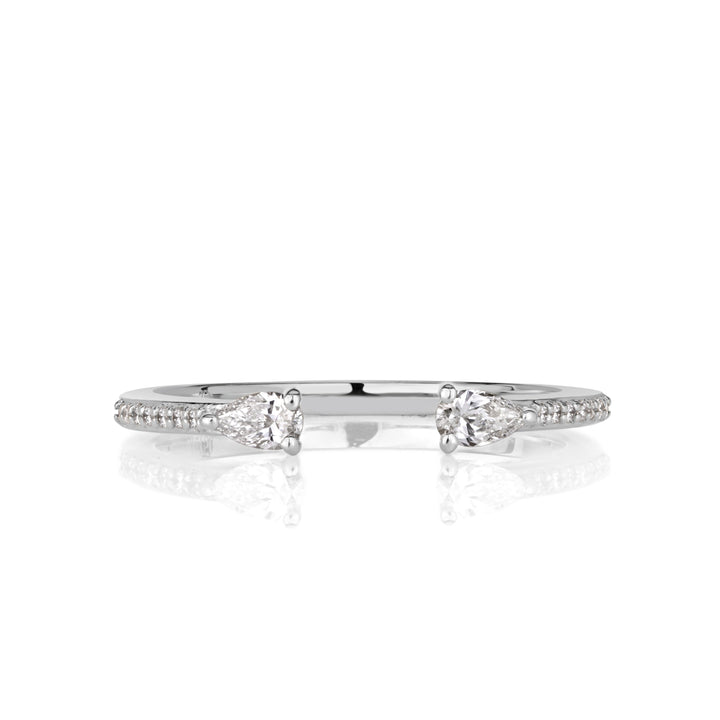 0.28ct Pear Shape and Round Brilliant Cut Lab Diamond Open Band in Platinum