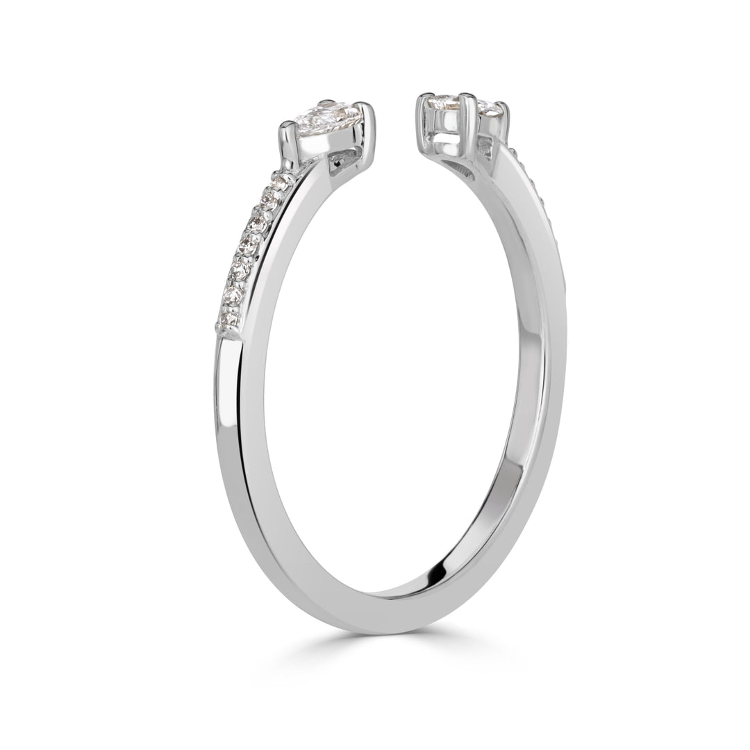 0.28ct Pear Shape and Round Brilliant Cut Lab Diamond Open Band in Platinum