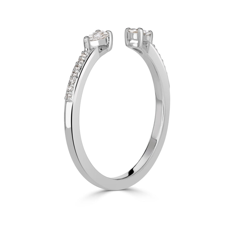 0.28ct Pear Shape and Round Brilliant Cut Lab Diamond Open Band in Platinum