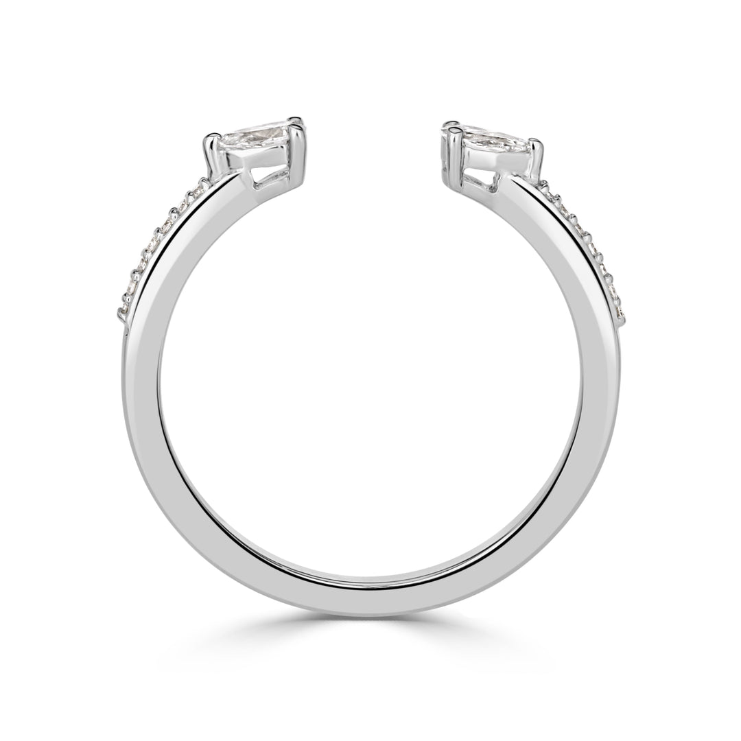 0.28ct Pear Shape and Round Brilliant Cut Lab Diamond Open Band in Platinum