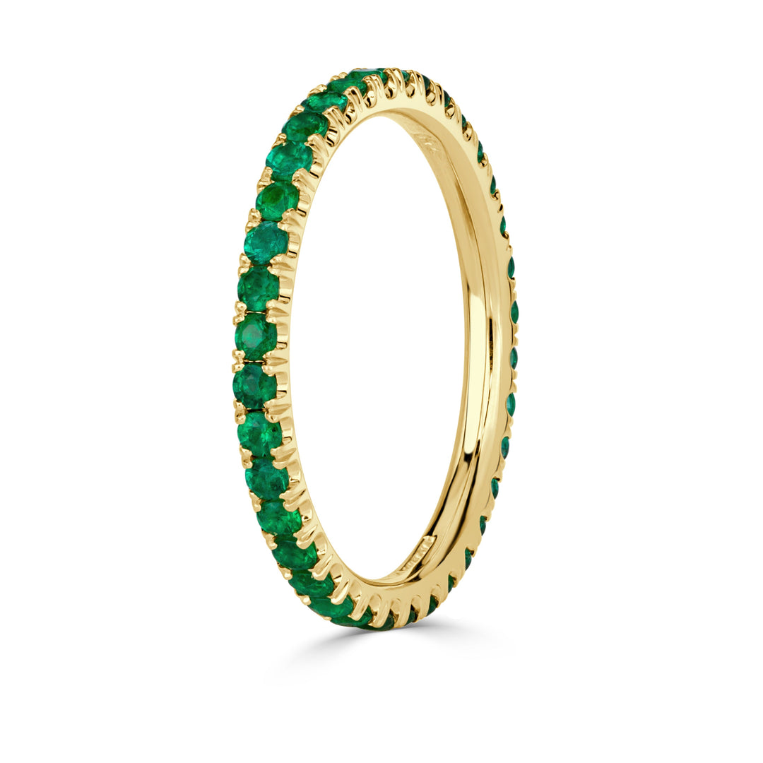 0.70ct Round Cut Green Emerald Eternity Band