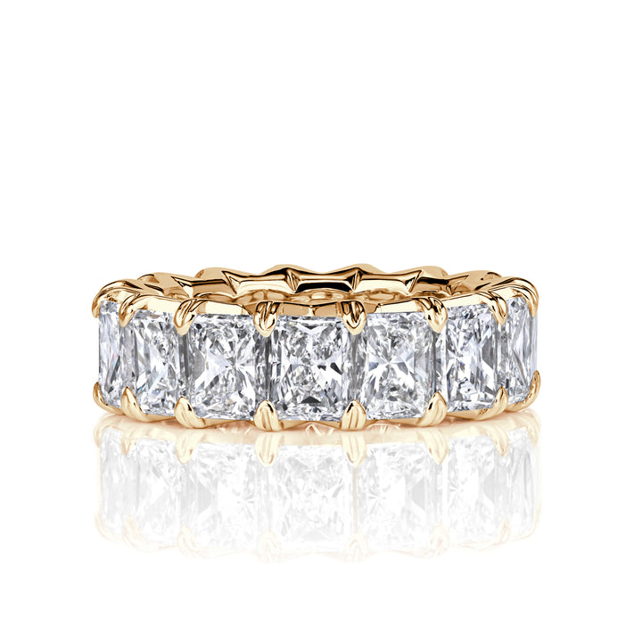 8.30ct Radiant Cut Lab Diamond Eternity Band in 18k Champagne Yellow Gold