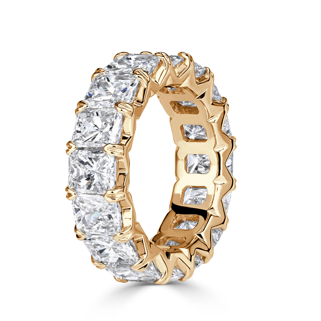 8.30ct Radiant Cut Lab Diamond Eternity Band in 18k Champagne Yellow Gold