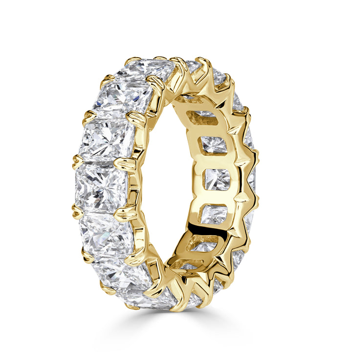 8.30ct Radiant Cut Lab Diamond Eternity Band in 18k Yellow Gold