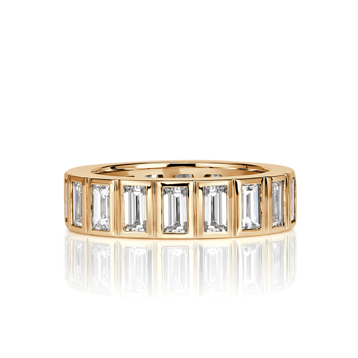 3.41ct Baguette Cut Lab Diamond Eternity Band in 18k Champagne Yellow Gold