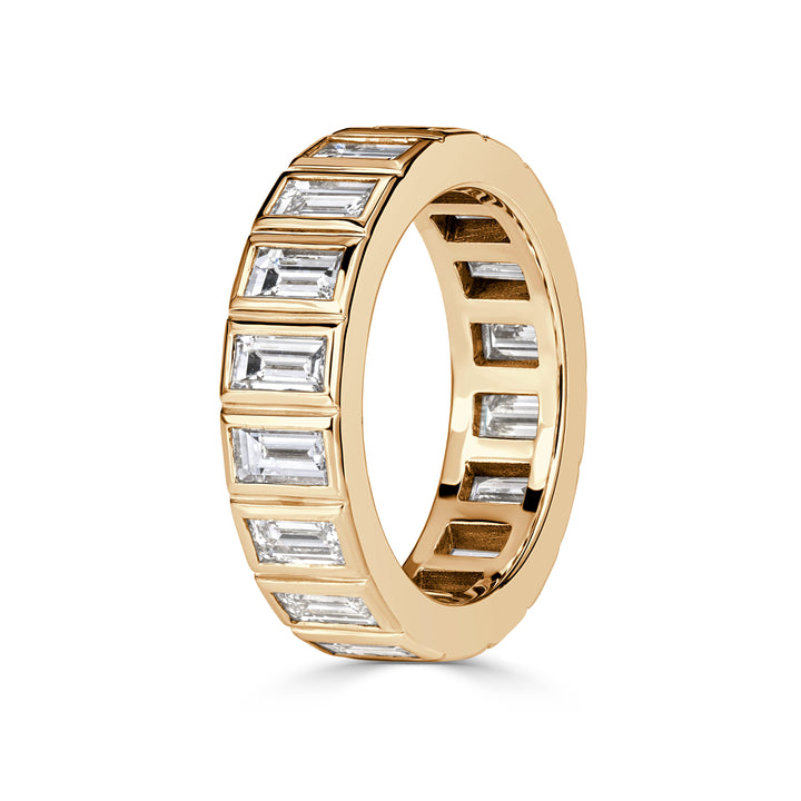 3.41ct Baguette Cut Lab Diamond Eternity Band in 18k Champagne Yellow Gold