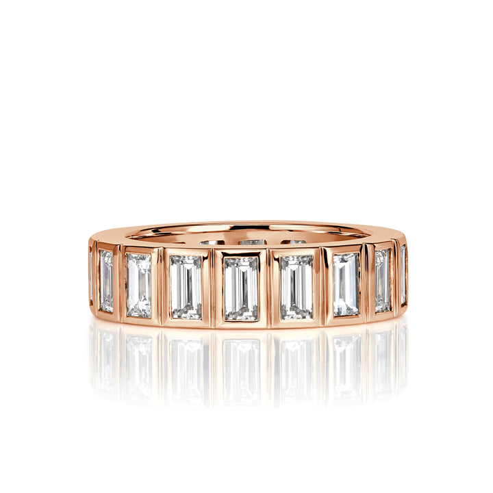 3.41ct Baguette Cut Lab Diamond Eternity Band in 18k Rose Gold