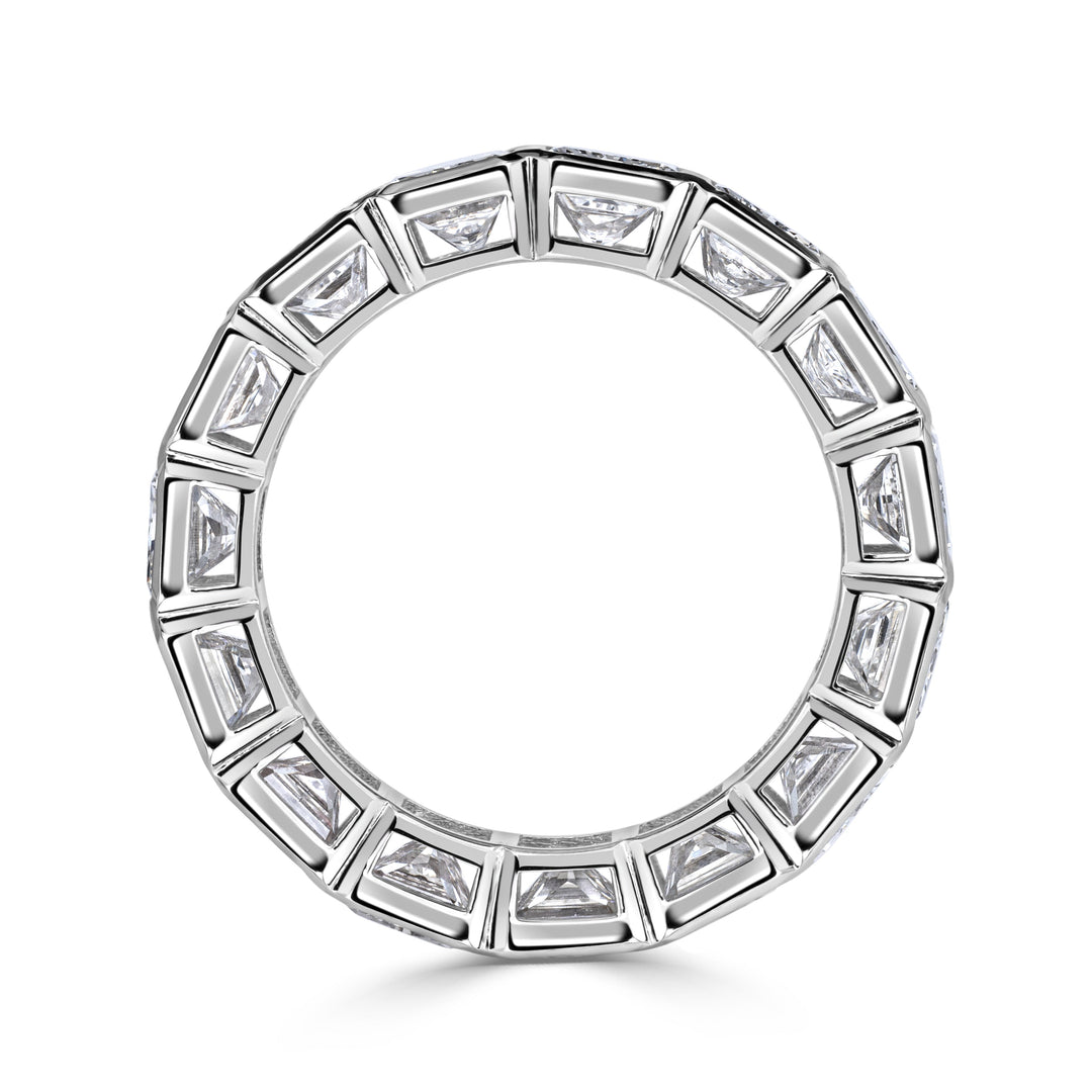 7.78ct Radiant Cut Bezel Set Lab Diamond Eternity Band in 18K White Gold