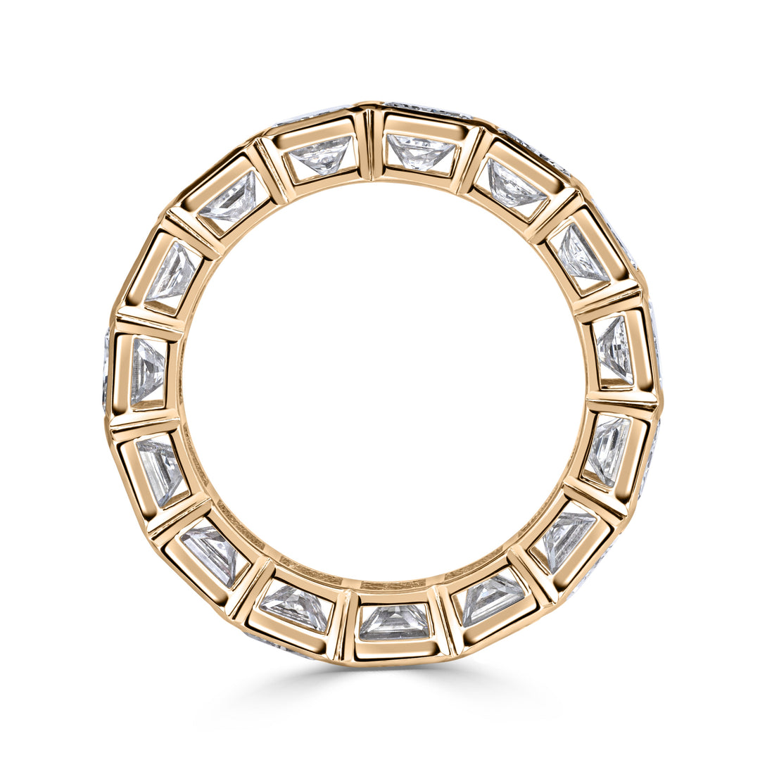 7.78ct Radiant Cut Bezel Set Lab Diamond Eternity Band in 18K Champagne Yellow Gold